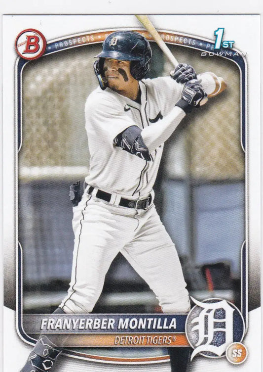 Baseball card featuring Franyerber Montilla 1st Bowman Detroit Tigers prospect