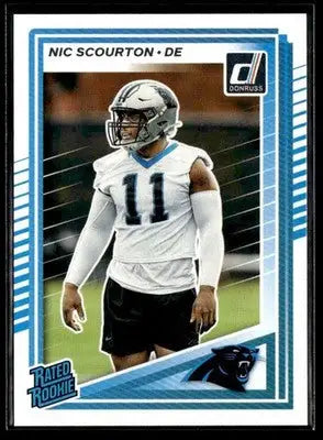 Nic Scourton Carolina Panthers rated rookies football card from 2025 Donruss series