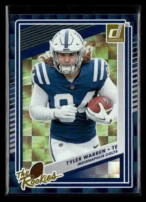 Tyler Warren Indianapolis Colts rookie football card from 2025 Donruss The Rookies