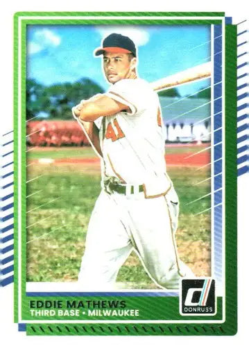 Original gloss Donruss Base Eddie Mathews baseball trading card featuring Eddie Mathews