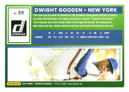 Original gloss Donruss Base Dwight Gooden baseball card in Mets uniform 2025 product