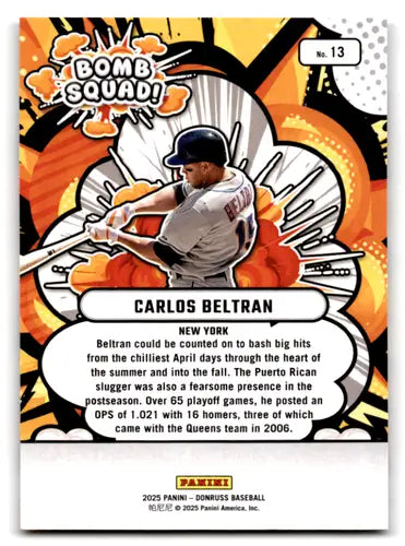 Original gloss Donruss Bomb Squad Carlos Beltran baseball card for Mets 2025 collection