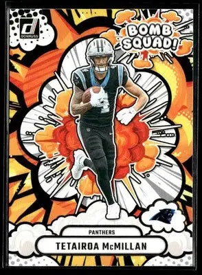 Football trading card of Tetairda McMillan from the Carolina Panthers Bomb Squad series