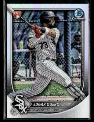 Baseball trading card of Edgar Quero in Donruss Chrome Red RC Redemption style