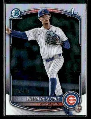 Baseball trading card of Wilferi De La Cruz Chicago Cubs 2025 Donruss Chrome refractor