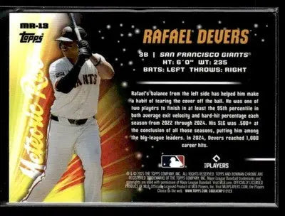 2025 Donruss Chrome Rafael Devers Meteoric Rise baseball card display