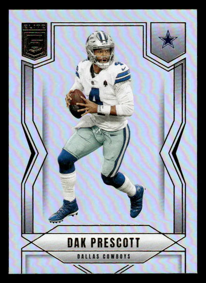 Football trading card featuring Dak Prescott of the Dallas Cowboys from 2025 Donruss Elite