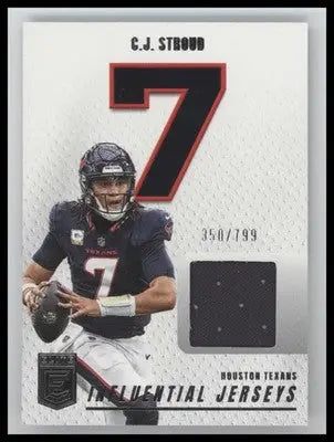 C J Stroud Houston Texans Donruss Elite Influential Jerseys trading card with jersey patch