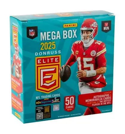 2025 Donruss Elite NFL Football Mega Box featuring Donruss Elite trading cards