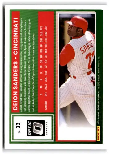 Original gloss Baseball trading card featuring Deion Sanders from Donruss Optic 2025