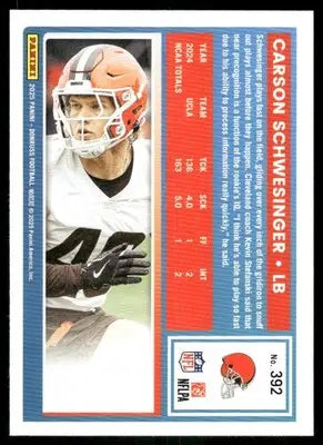 2025 Donruss Rated Rookie Carson Schwesinger #392 Football - Football Trading Card