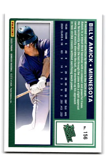 Original gloss baseball card of Billy Amick from 2025 Donruss Red series