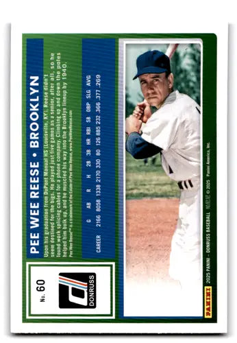 Original gloss Pee Wee Reese baseball card from 2025 Donruss Red and Blue series