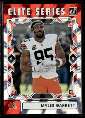 Football trading card featuring Myles Garrett from 2025 Donruss Elite Series Cleveland Browns