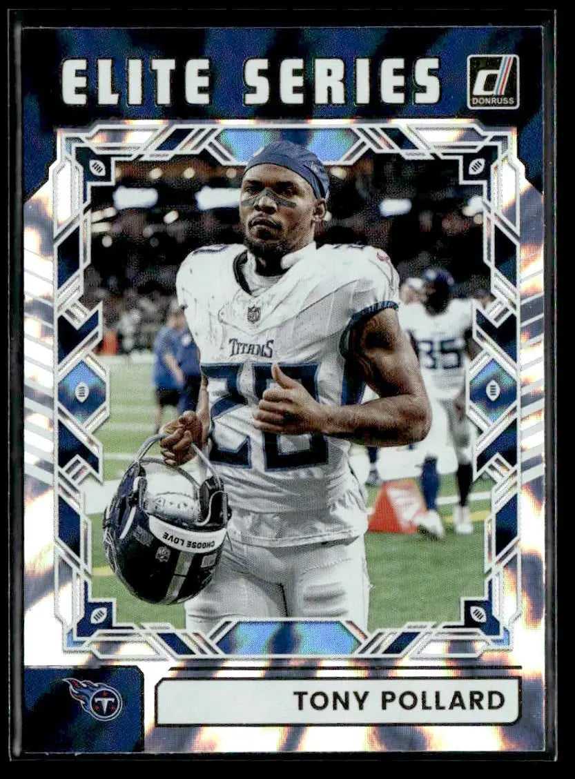Football trading card featuring Tony Pollard in Tennessee Titans Elite Series 2025 Donruss