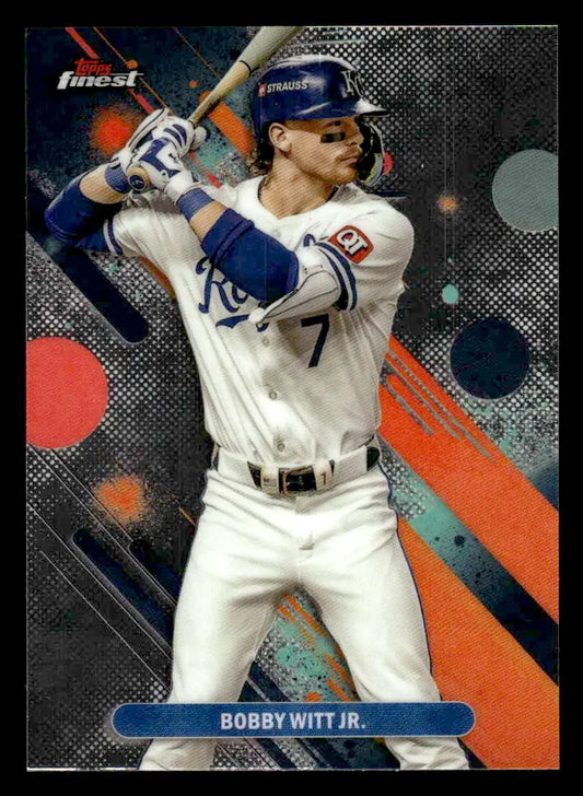 2025 Finest Bobby Witt Jr Kansas City Royals baseball card in batting stance