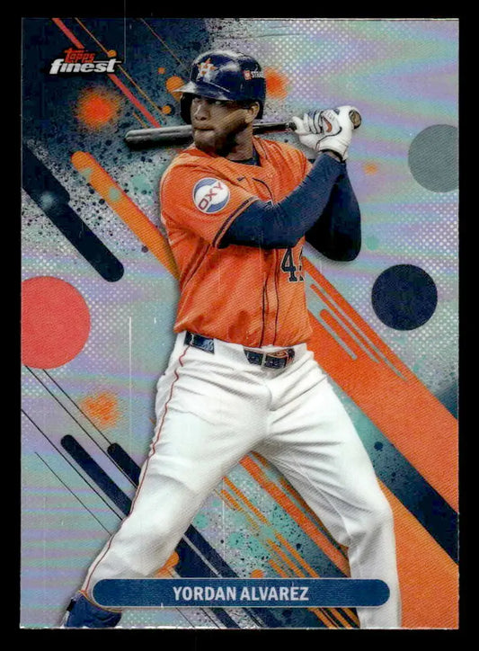 Baseball trading card of Yordan Alvarez in batting stance from 2025 Finest #59 Houston Astros