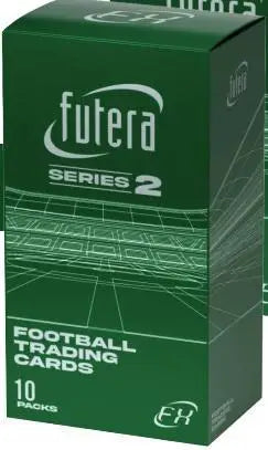 Green box of Futera Series 2 football trading cards in 2025 Futera World Football hobby box