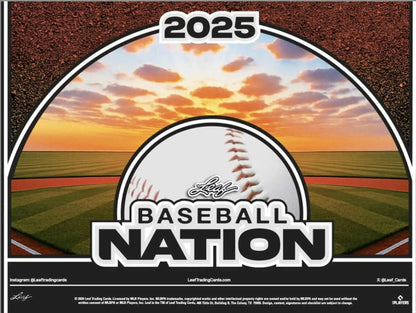 2025 Leaf Baseball Nation trading card displayed in Baseball Nation Hobby Box at Columbia Sports Cards