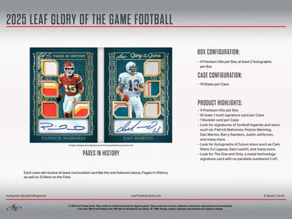 2025 Leaf Glory of the Game Football Hobby Box | Columbia Sports Cards
