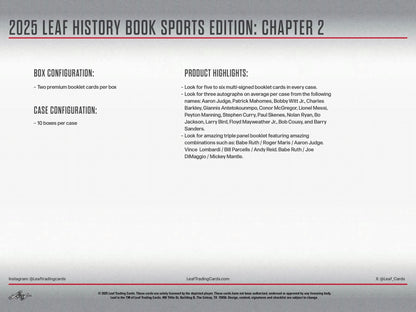 2025 Leaf History Book Sports Edition: Chapter 2 Hobby Box | Columbia Sports Cards