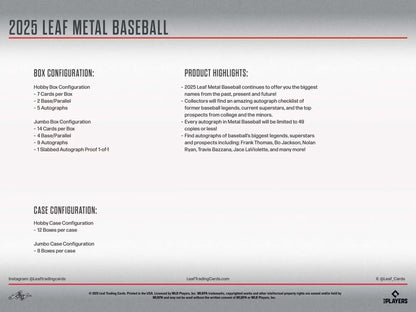 2025 Leaf Metal Baseball Jumbo Box | Columbia Sports Cards