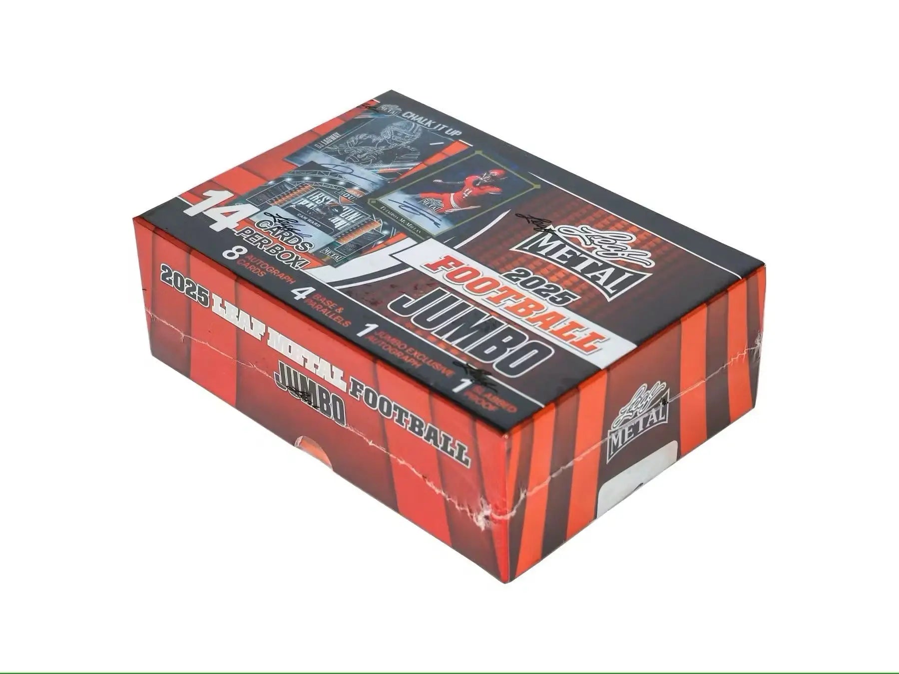 Metal football toy inside the 2025 Leaf Metal Football Hobby Jumbo Box
