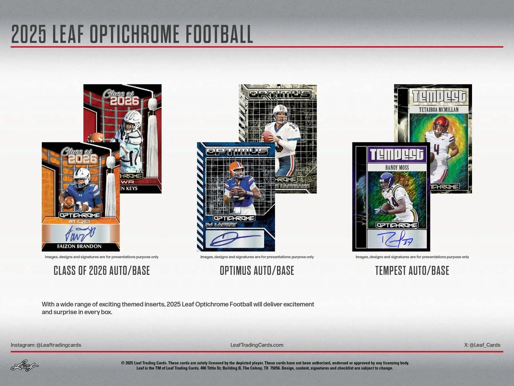 2025 Leaf Optichrome Football Hobby Jumbo Box | Columbia Sports Cards - Sports Card Hobby Boxes