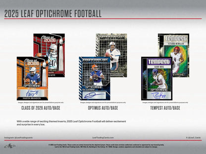 2025 Leaf Optichrome Football Hobby Jumbo Box | Columbia Sports Cards - Sports Card Hobby Boxes
