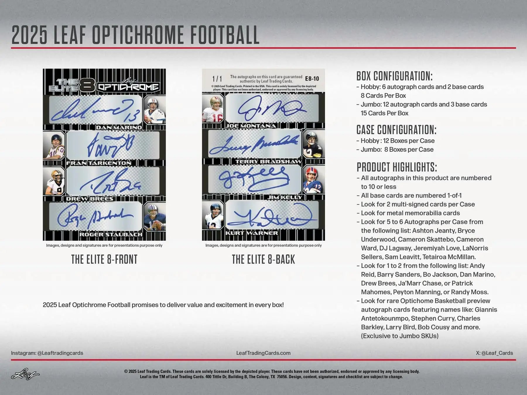 2025 Leaf Optichrome Football Hobby Jumbo Box | Columbia Sports Cards - Sports Card Hobby Boxes