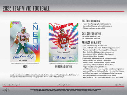 2025 Leaf Vivid Football Hobby Box | Columbia Sports Cards