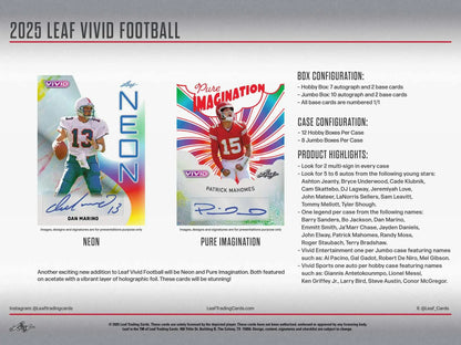2025 Leaf Vivid Football Hobby Jumbo Box | Columbia Sports Cards - Sports Card Hobby Boxes