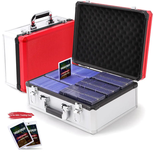 Red and White Trading Card Storage Box for Sports Cards Trading with Card Holders