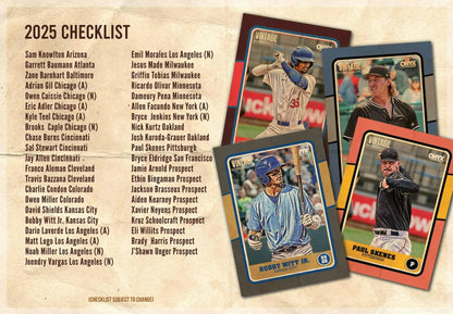 2025 Onyx Vintage Baseball Hobby Box with Baseball Card Checklist, perfect for Los Angeles collectors