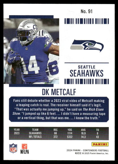 Contenders DK Metcalf football trading card from 2025 Panini Contenders collection