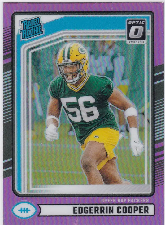 Purple-bordered football trading card of Edgerrin Cooper Pink Rated Rookie Green Bay Packers