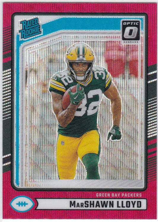 Football trading card of Marshawn Lloyd in Green Bay Packers uniform, Lloyd Red Prizm