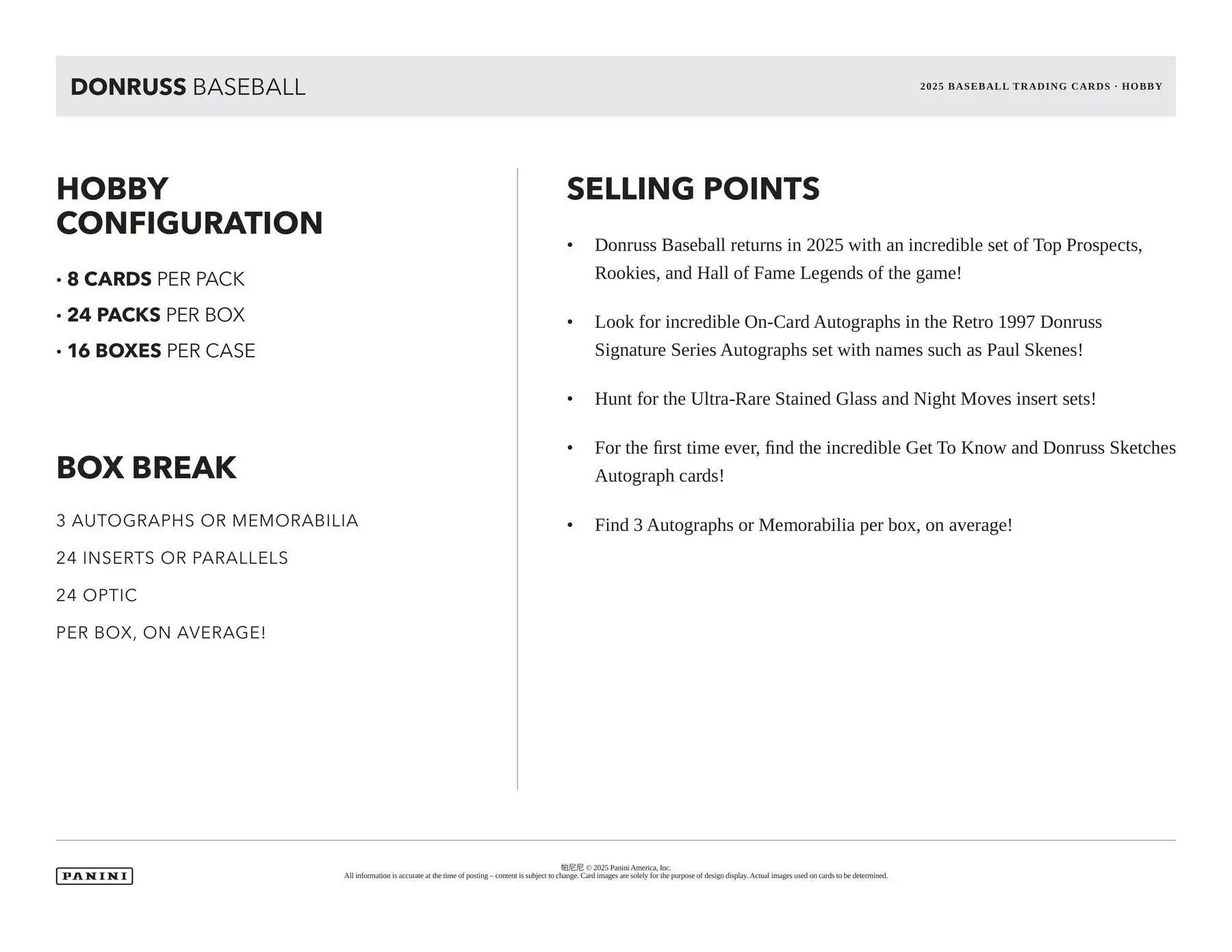 2025 Panini Donruss Baseball Hobby Box featuring three autographs including Paul Skenes