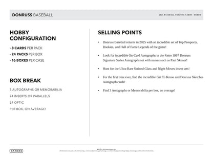 2025 Panini Donruss Baseball Hobby Box featuring three autographs including Paul Skenes