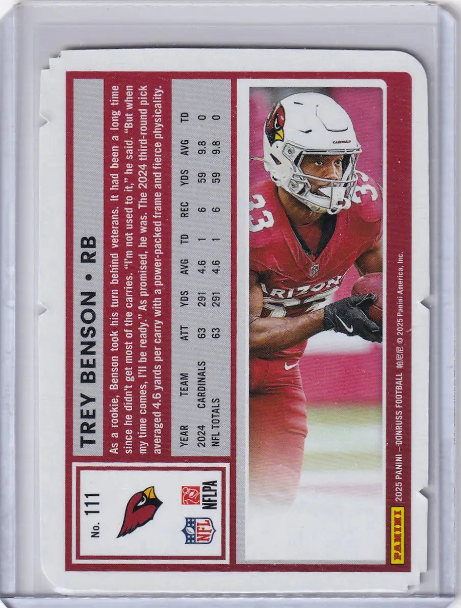 2025 Panini Donruss Diecut 18/25 #111 Trey Benson - Arizona Cardinals - Trading Card