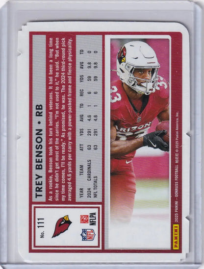 2025 Panini Donruss Diecut 18/25 #111 Trey Benson - Arizona Cardinals - Trading Card