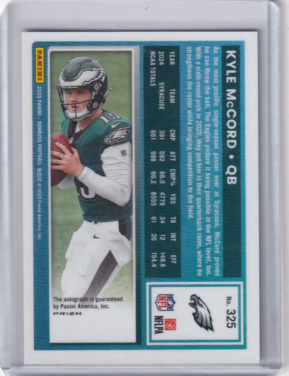 2025 Panini Donruss Optic Auto #325 Kyle McCord - Philadelphia Eagles - Football Trading Card