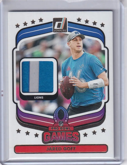 2025 Panini Donruss Patch 71/99 #PBM-JGF Jared Goff - Detroit Lions - Trading Card
