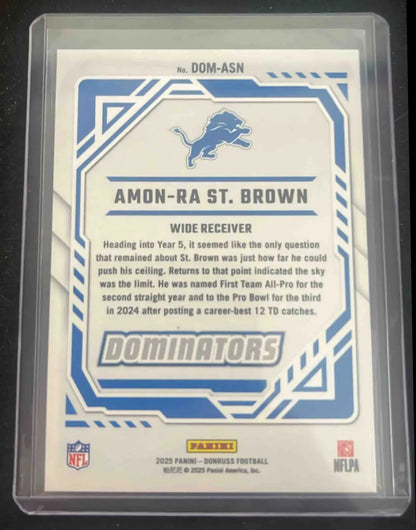 2025 Panini Football Donruss Amon-Ra St. Brown Detroit Lions card featuring NFL star
