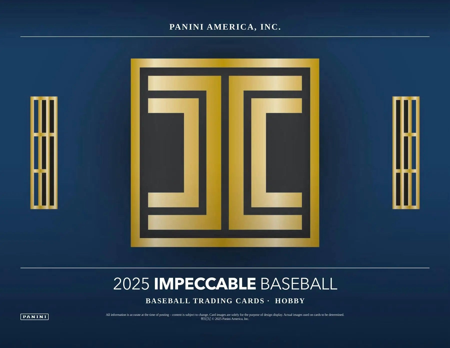 Promotional image of 2025 Panini Impeccable Baseball Hobby Box trading cards