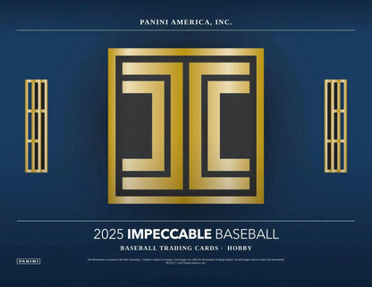 Promotional image of 2025 Panini Impeccable Baseball Hobby Box trading cards