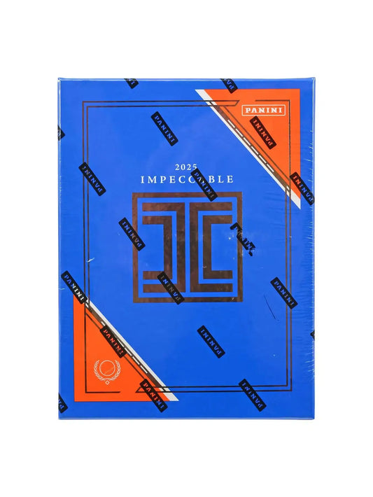 Blue and orange 2025 Panini Impeccable Baseball Hobby Box for collectible baseball cards