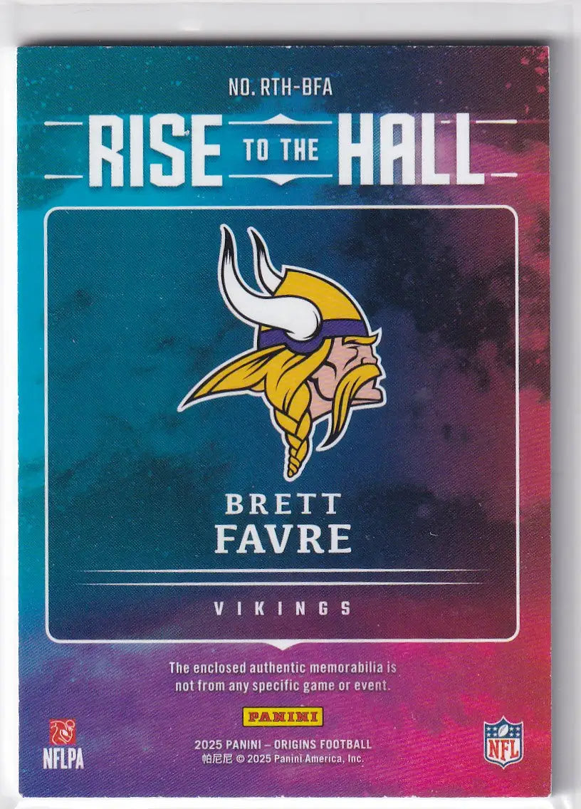 2025 Panini Origins Relic 97/199 #RTH-BFA Brett Farve - Minnesota Vikings - Sports Collectible