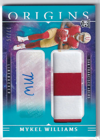 2025 Panini Origins RPA Patch Auto 17/25 #RJJ-MWS Mykel Williams - 49ers - Sports Trading Card