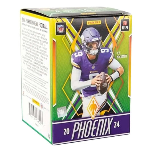 2024 Panini Phoenix Football trading card box with J.J. McCarthy, part of the Phoenix Football Blaster series